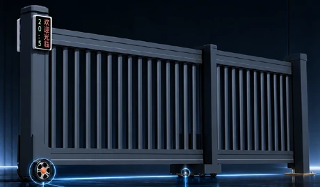 Original D-22 folding gate illustration showing its hinge joint and ground-supported leading wheel