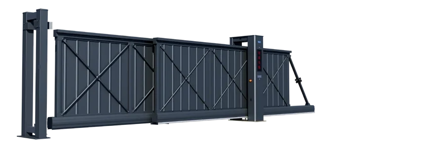 Segmented Cantilever Gate FD-01 in solid panels configuration, original catalogue product image