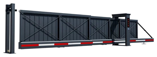 Segmented Cantilever Gate FD-02 in solid panels configuration, original catalogue product image