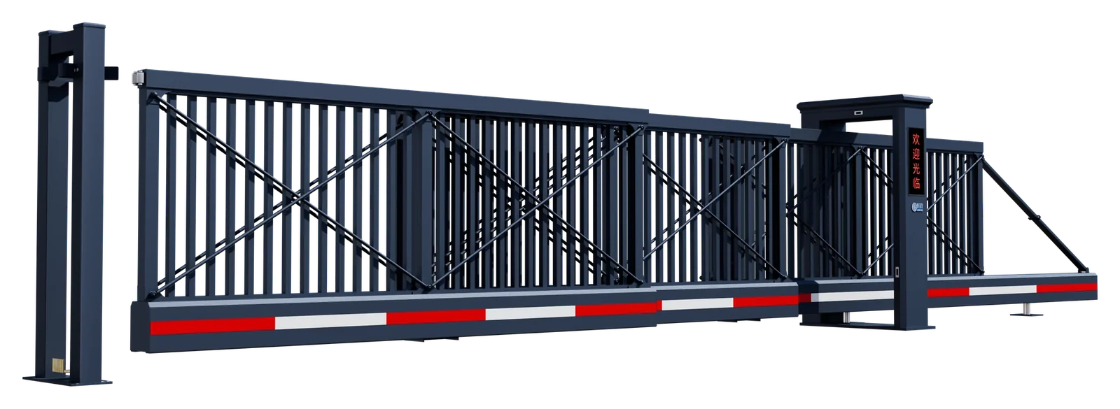 FD-02 vertical-bar gate with original frame, supports and operating hardware