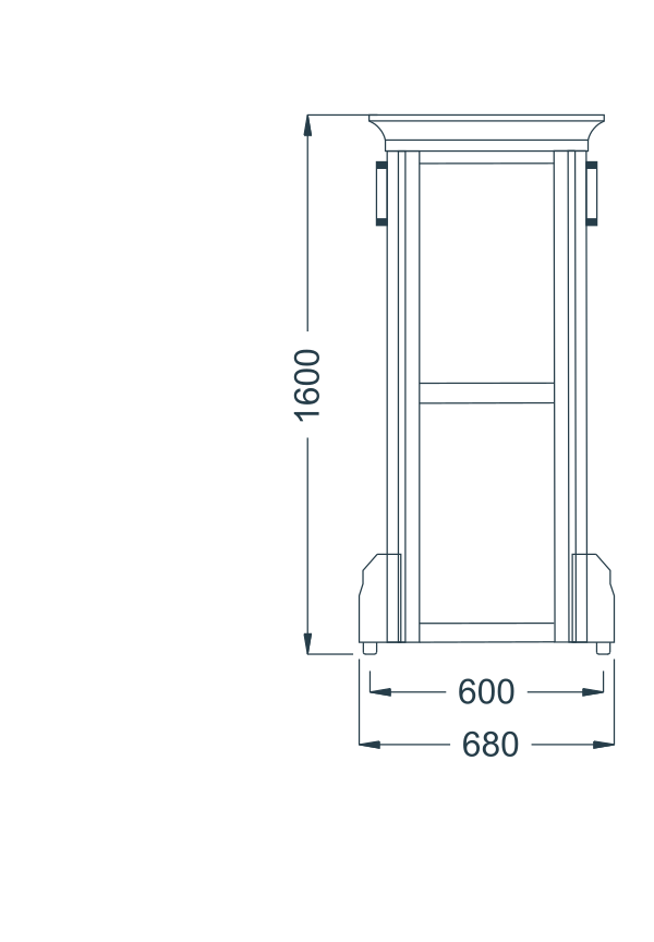 L-03C original catalogue CAD geometry with English dimension labels, millimetres