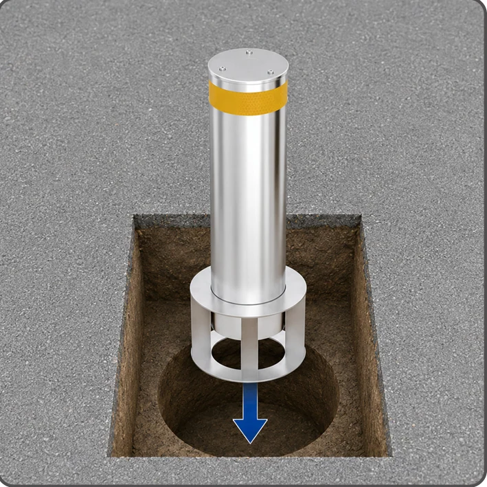 LZ-029 original fixed-bollard installation illustration, step 1