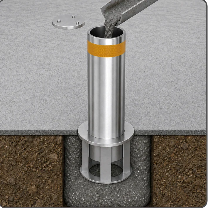 LZ-029 original fixed-bollard installation illustration, step 2