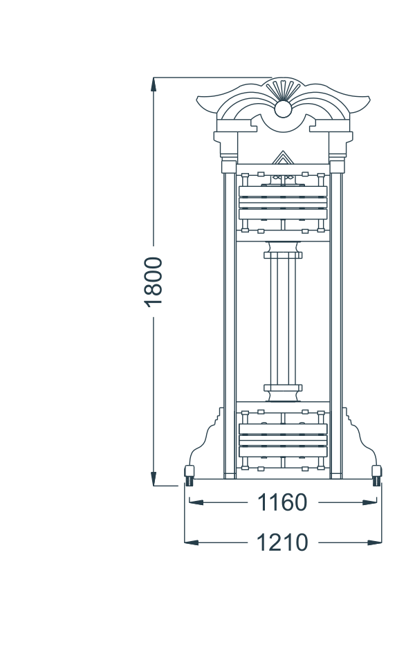 M-19 original catalogue CAD geometry with English dimension labels, millimetres