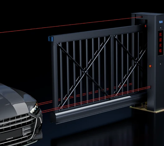 Original catalogue illustration of infrared anti-climb and anti-collision sensing around the gate