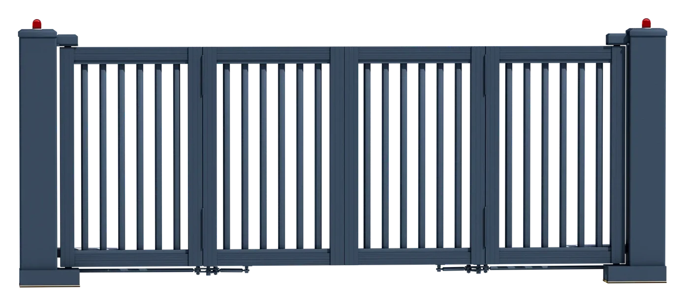 Z-01 four-leaf floating folding gate with open vertical bars, original manufacturer image
