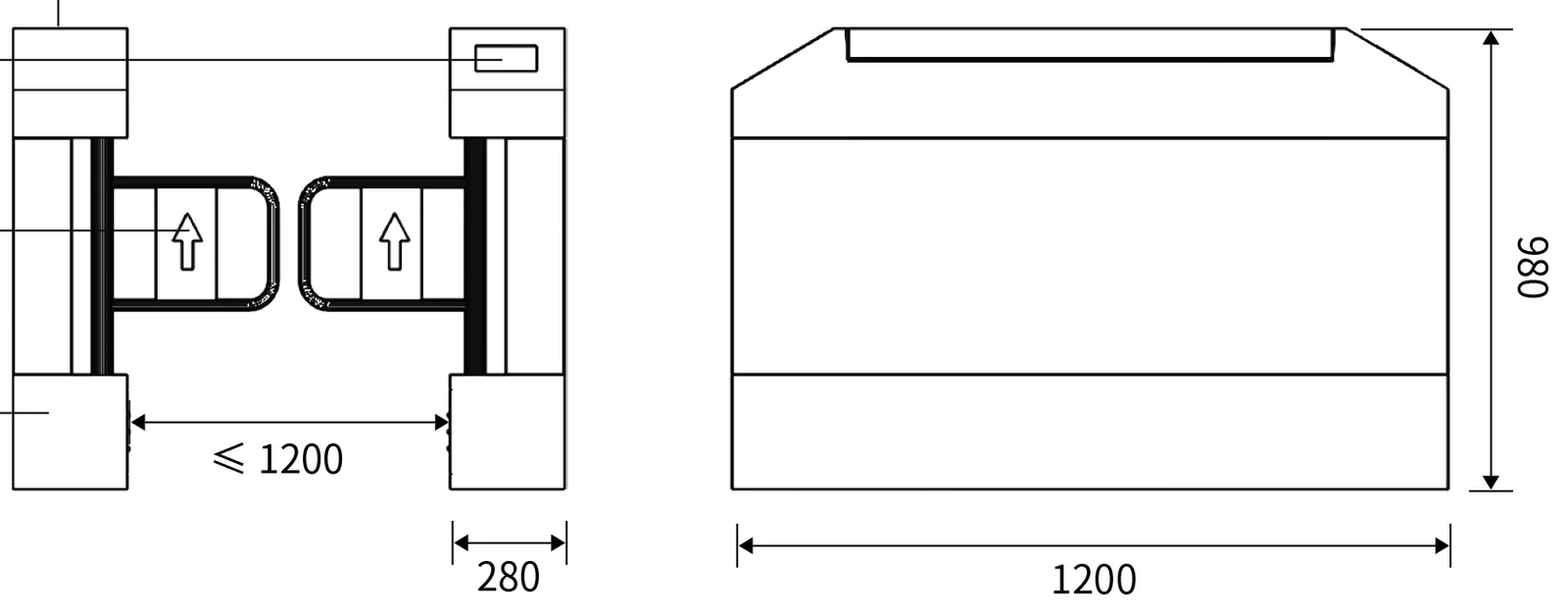 ZJ-01 original front and side dimension drawing