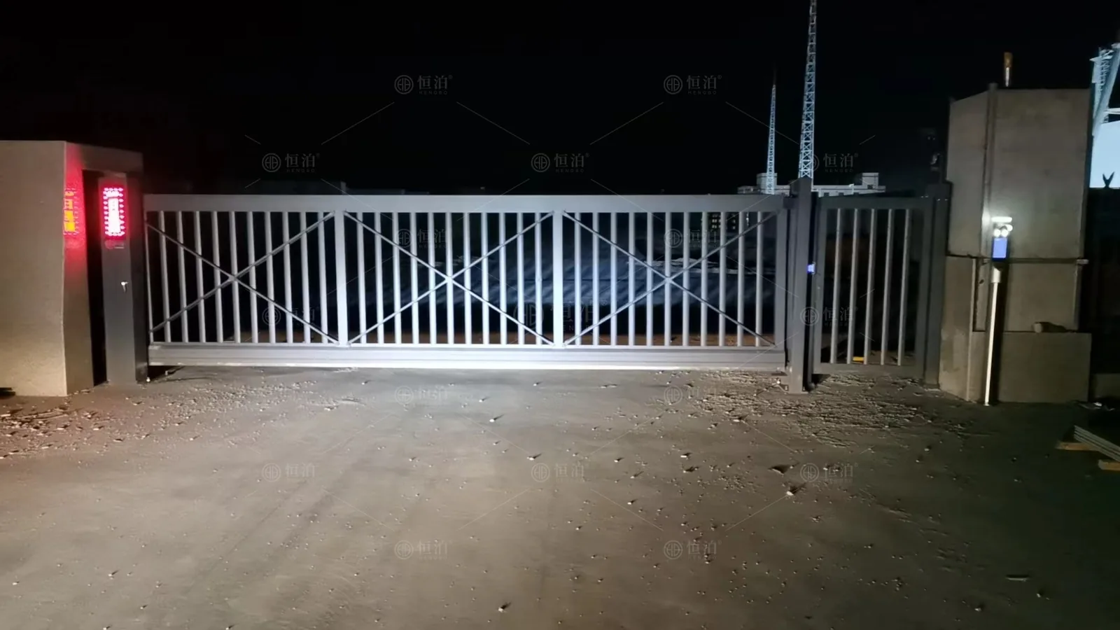 A cantilever and pedestrian entrance at night — El Paso, United States.
